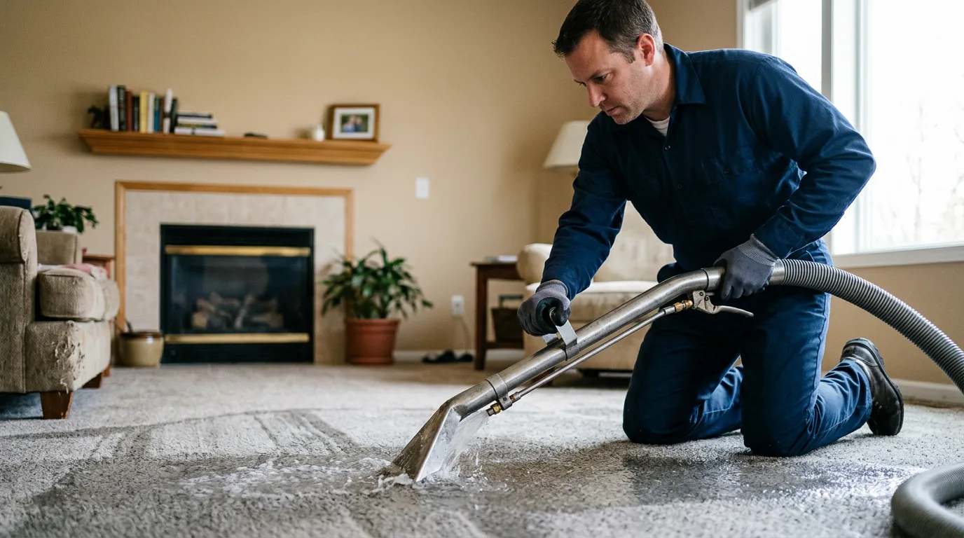 Water damage restoration technician working near Wilseyville, CA